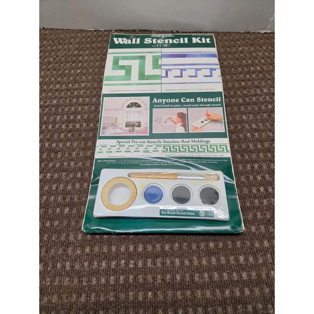 Vintage Plaid Wall Stencil Kit 26327 Beginner Moldings Greek Key Border Set